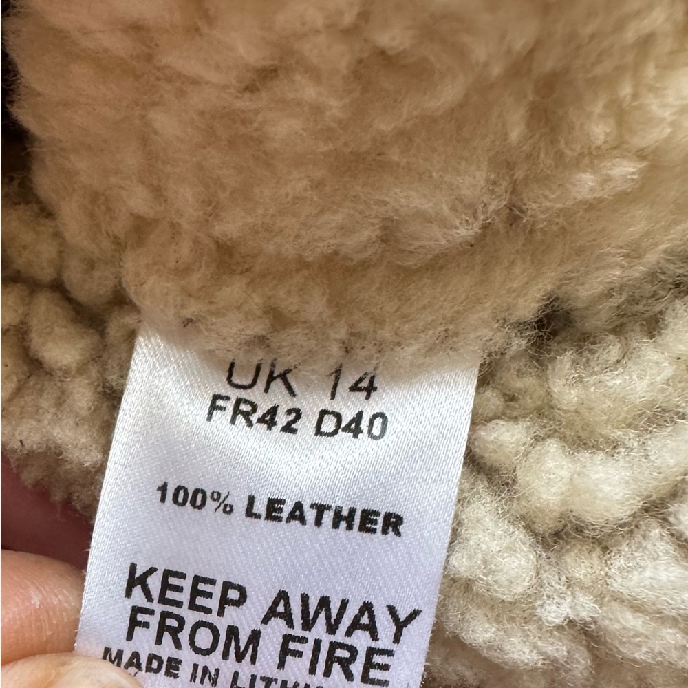 Vintage Y2K Warehouse Women’s Brown Shearling-Style Moto Jacket UK 14 USA 10 - Picture 6 of 8